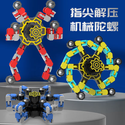 Douyin Fingertip Mechanical Cross-Border Decompression Children's Mechanical Deformation Gyro Luminous Finger Spiral Fingertip Chain Toy - image 3
