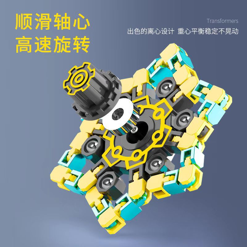 Douyin Fingertip Mechanical Cross-Border Decompression Children's Mechanical Deformation Gyro Luminous Finger Spiral Fingertip Chain Toy - image 4
