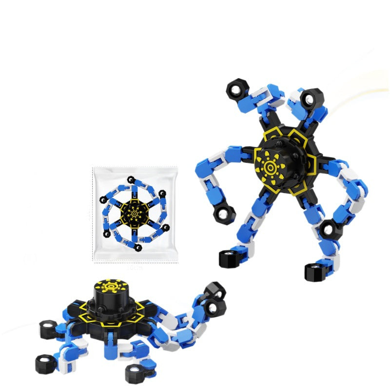 Douyin Fingertip Mechanical Cross-Border Decompression Children's Mechanical Deformation Gyro Luminous Finger Spiral Fingertip Chain Toy - image 5