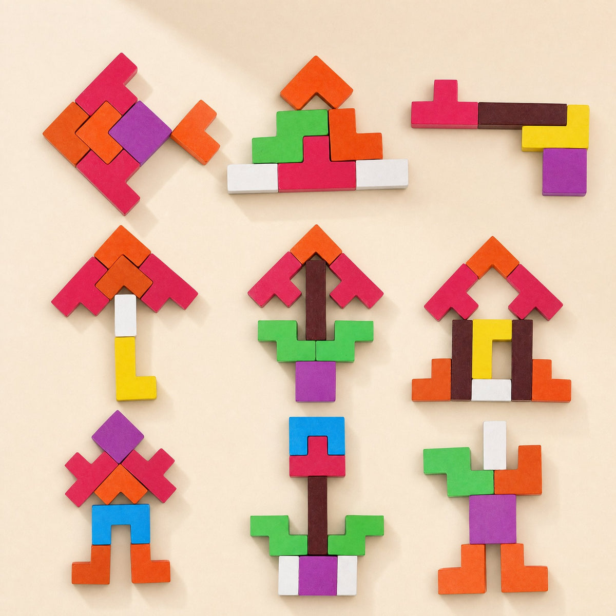 Wooden three-dimensional Tetris building block puzzle - view 3