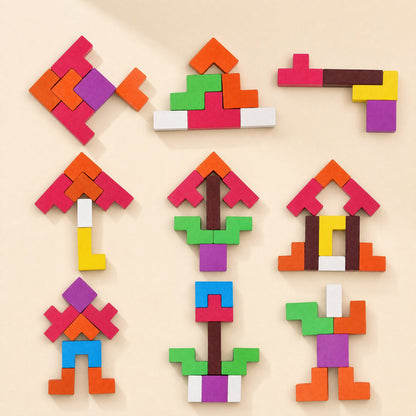 Wooden three-dimensional Tetris building block puzzle - view 3