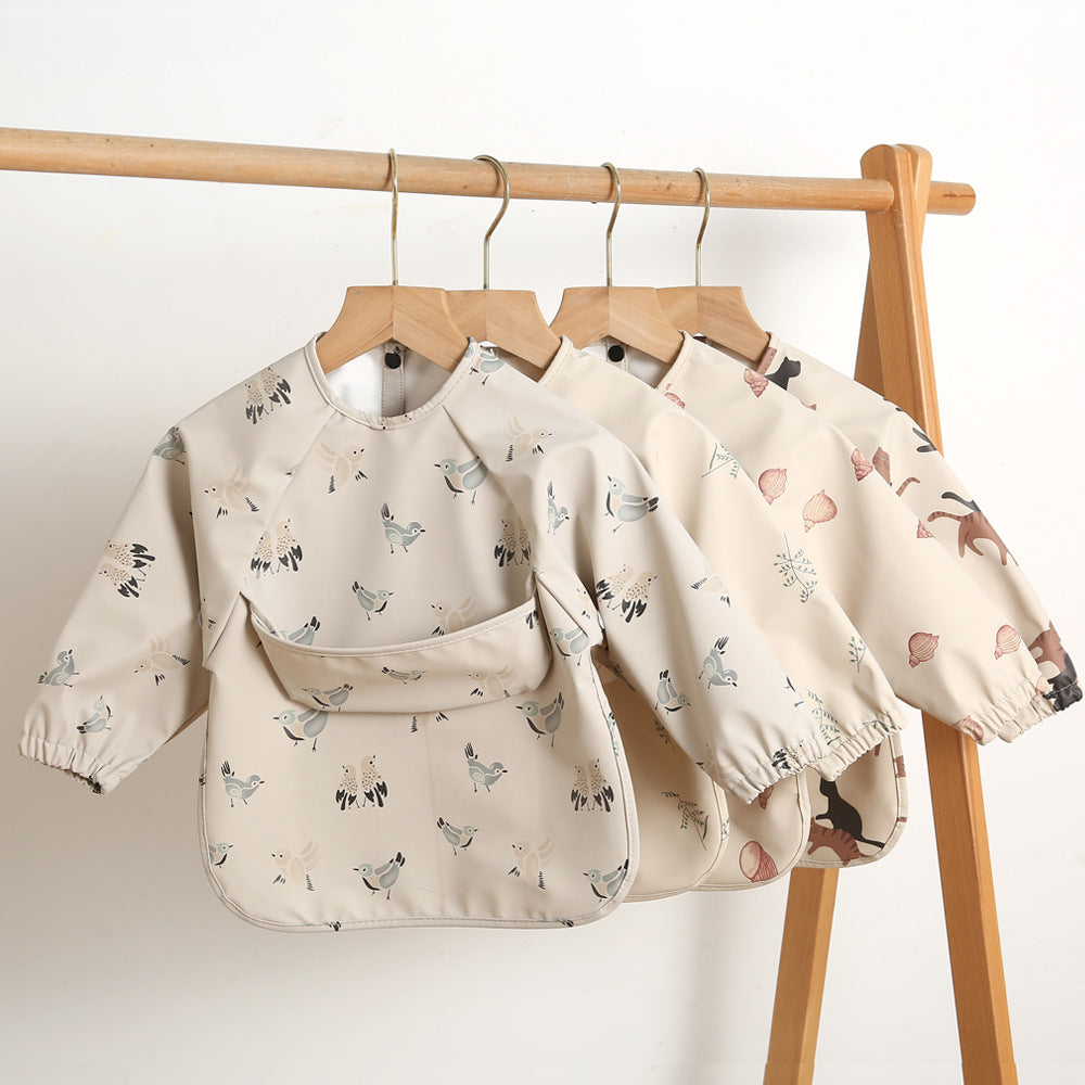 Danish children's long-sleeved pu anti-dressing baby eating clothes bib super soft waterproof baby eating bib anti-dirty feeding clothes - image 2