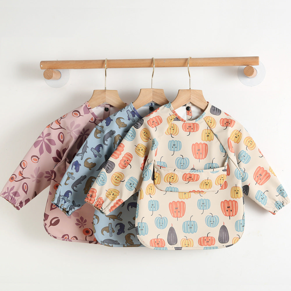 Danish children's long-sleeved pu anti-dressing baby eating clothes bib super soft waterproof baby eating bib anti-dirty feeding clothes - image 3
