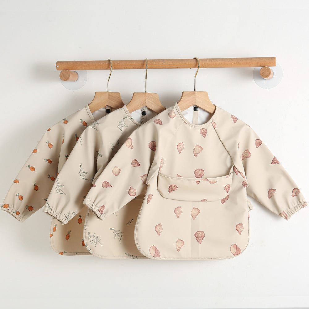 Danish children's long-sleeved pu anti-dressing baby eating clothes bib super soft waterproof baby eating bib anti-dirty feeding clothes - image 4