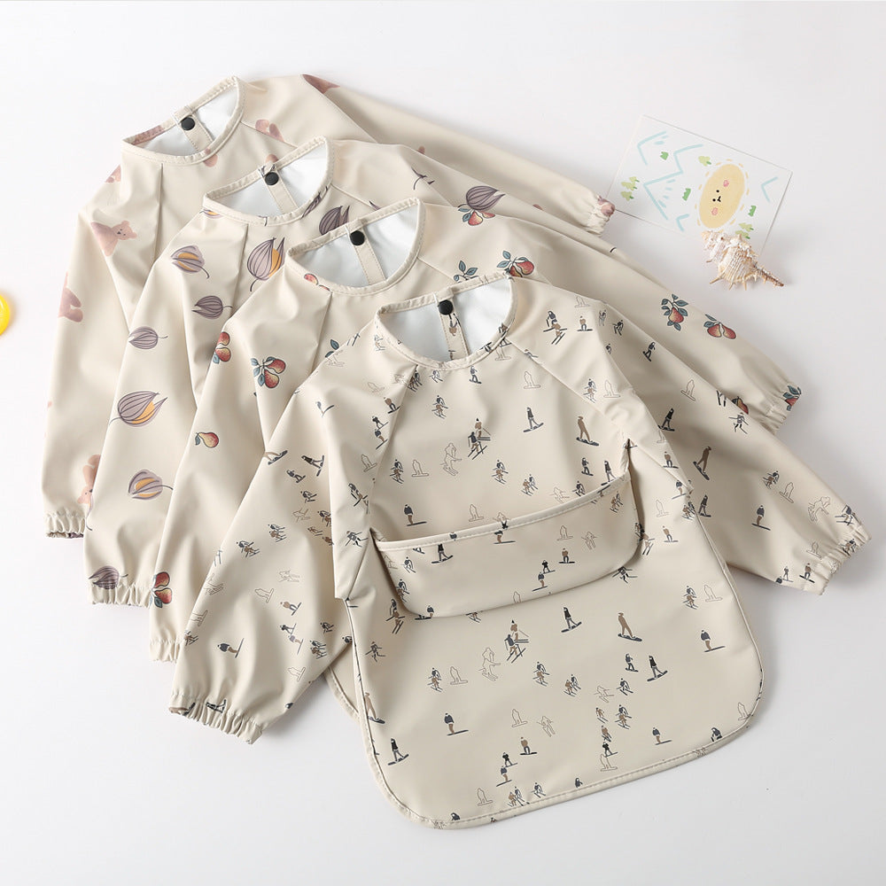 Danish children's long-sleeved pu anti-dressing baby eating clothes bib super soft waterproof baby eating bib anti-dirty feeding clothes - image 5
