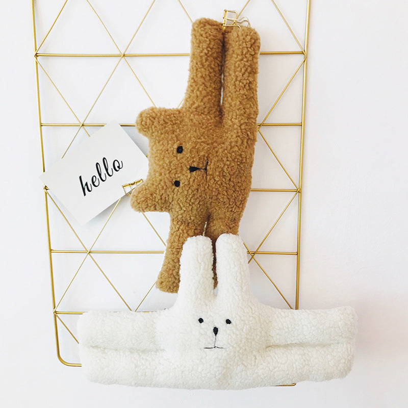 ins Nordic anti-pinch hand door card baby children's room Anti-pinch hand door hanging cartoon White Rabbit Brown Bear plush doll - image 2