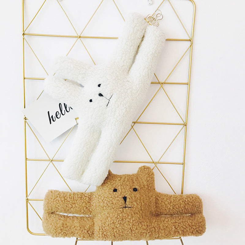 ins Nordic anti-pinch hand door card baby children's room Anti-pinch hand door hanging cartoon White Rabbit Brown Bear plush doll - image 3