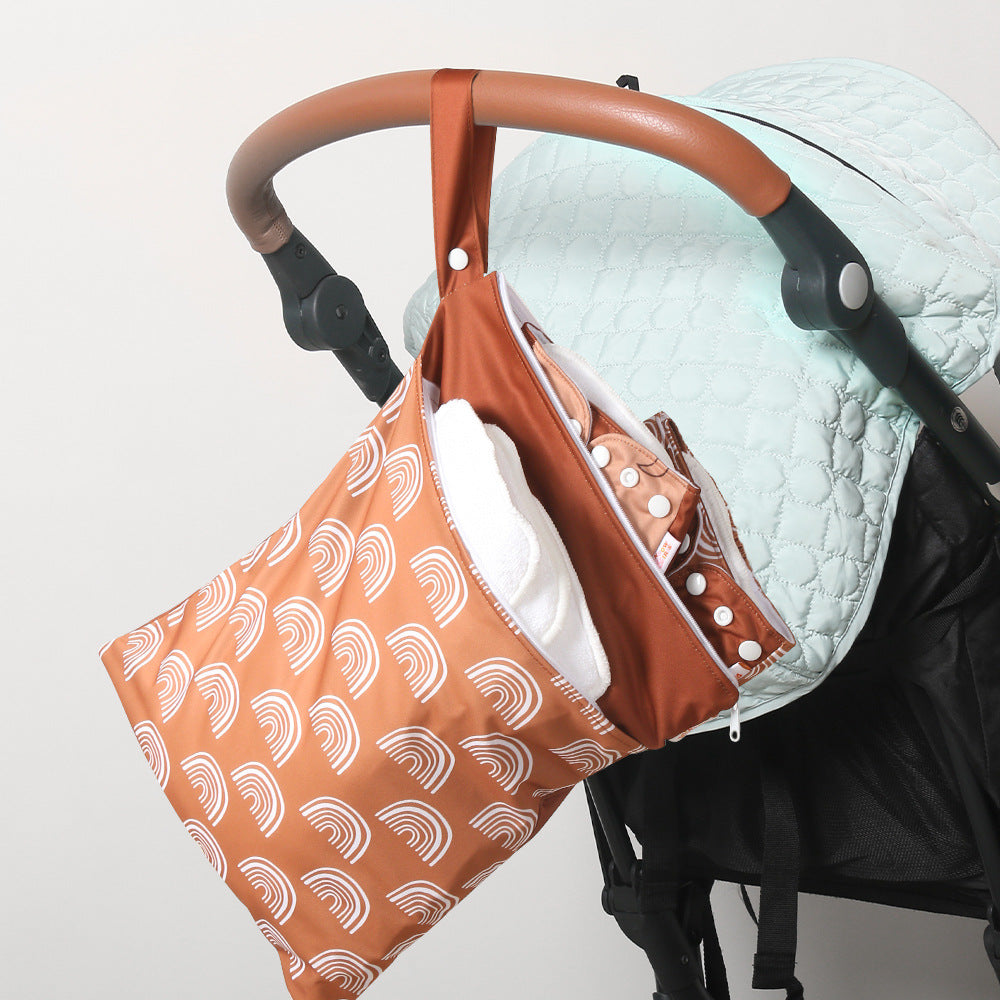 Double-layer zipper trolley hanging bag baby diaper waterproof storage bag large capacity 30 * 40cm wetbag - image 2
