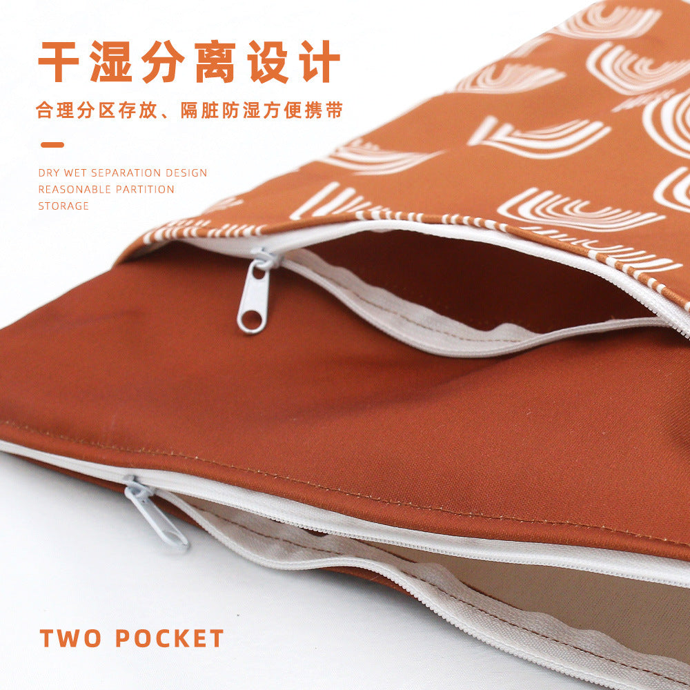 Double-layer zipper trolley hanging bag baby diaper waterproof storage bag large capacity 30 * 40cm wetbag - image 3