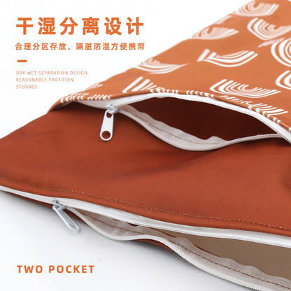 Double-layer zipper trolley hanging bag baby diaper waterproof storage bag large capacity 30 * 40cm wetbag - image 3