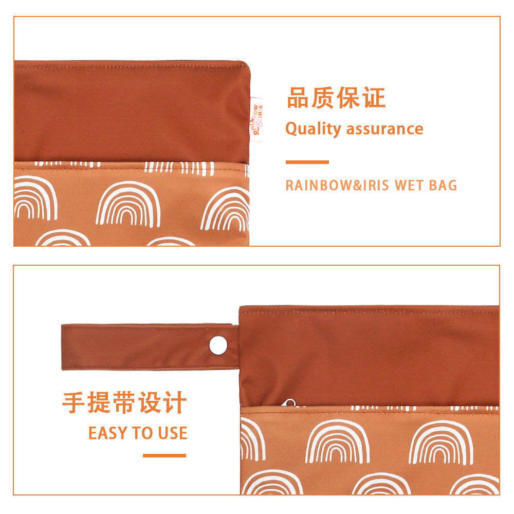 Double-layer zipper trolley hanging bag baby diaper waterproof storage bag large capacity 30 * 40cm wetbag - image 5