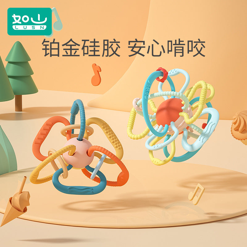 Mountain Manhattan hand ball soft baby teether teether teether stick baby toy teether silicone boiled - image 1