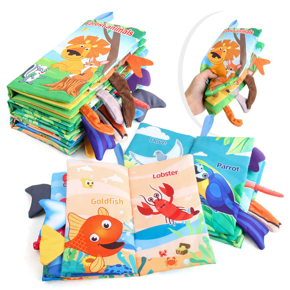 Baby's sea, land and air tail cloth book Ocean Forest flying animal Palm book early education toy with ringing paper - image 1