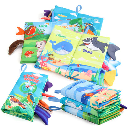 Baby's sea, land and air tail cloth book Ocean Forest flying animal Palm book early education toy with ringing paper - image 2