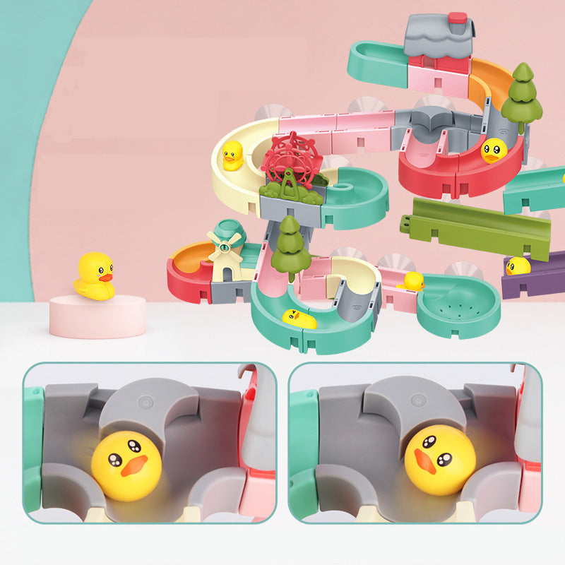 Cross-border children's DIY assembled smooth baby bath toys carousel summer water playing bathroom track toys - image 3