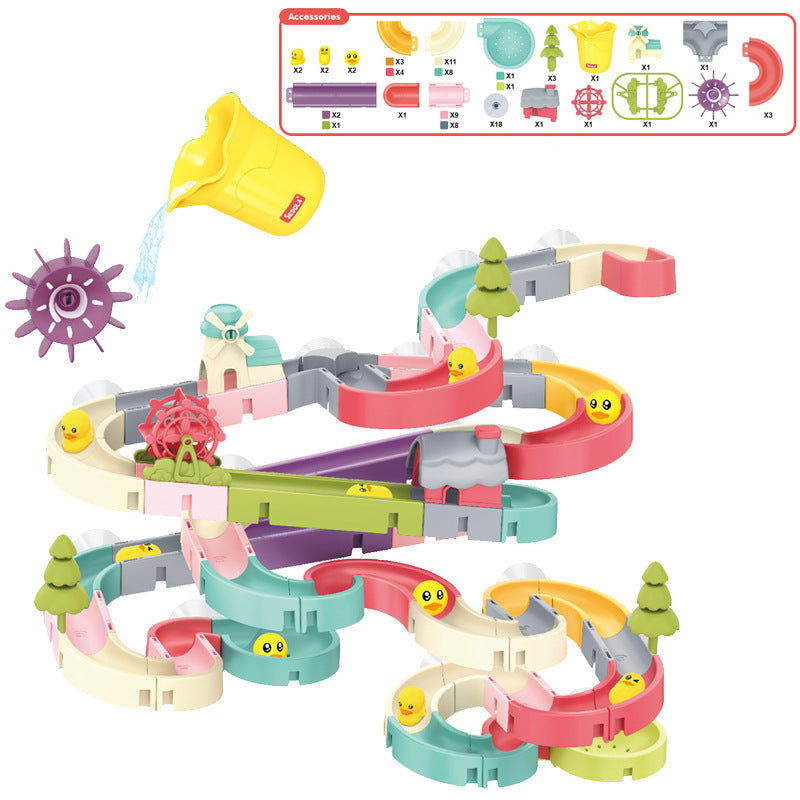 Cross-border children's DIY assembled smooth baby bath toys carousel summer water playing bathroom track toys - image 5