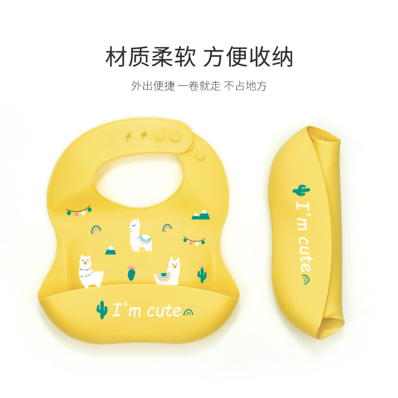 Baby bib waterproof bib children's eating silicone super soft food bib baby bib children's anti-dirty artifact - image 2