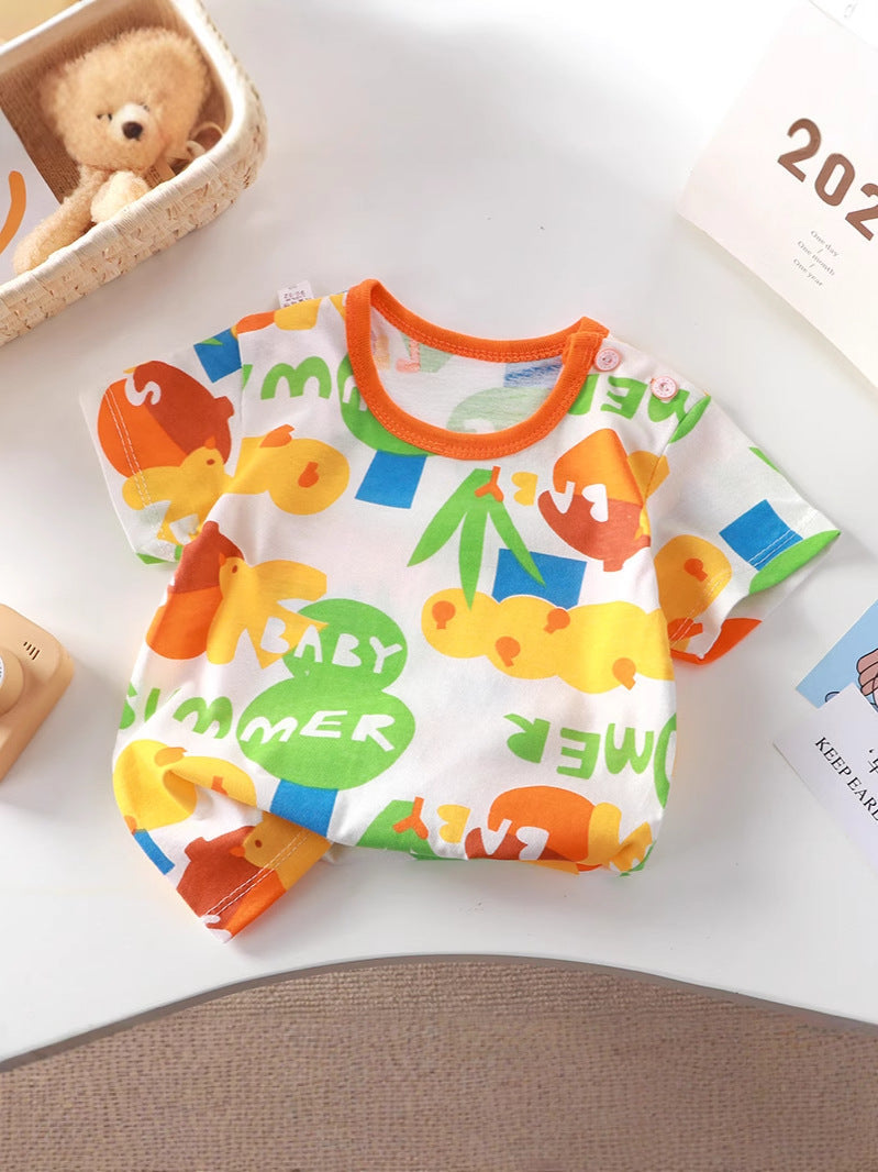 New children's short sleeve T-shirt Cotton Girls summer baby baby Summer children's clothing boys shirt a generation of hair - image 1