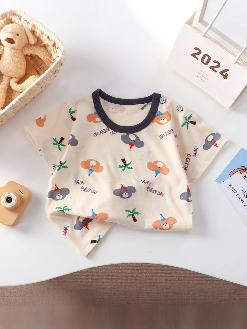New children's short sleeve T-shirt Cotton Girls summer baby baby Summer children's clothing boys shirt a generation of hair - image 3