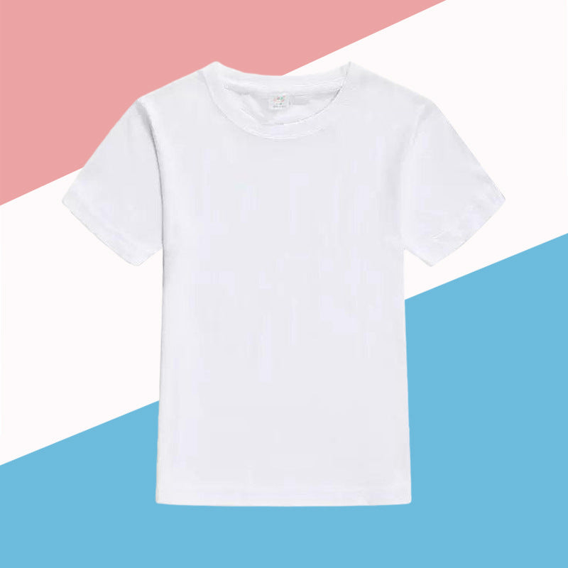 Pure Cotton White Children's Short-Sleeved T-Shirt Class Uniform Parent-Child Activity Wear Custom Printed Logo - image 1