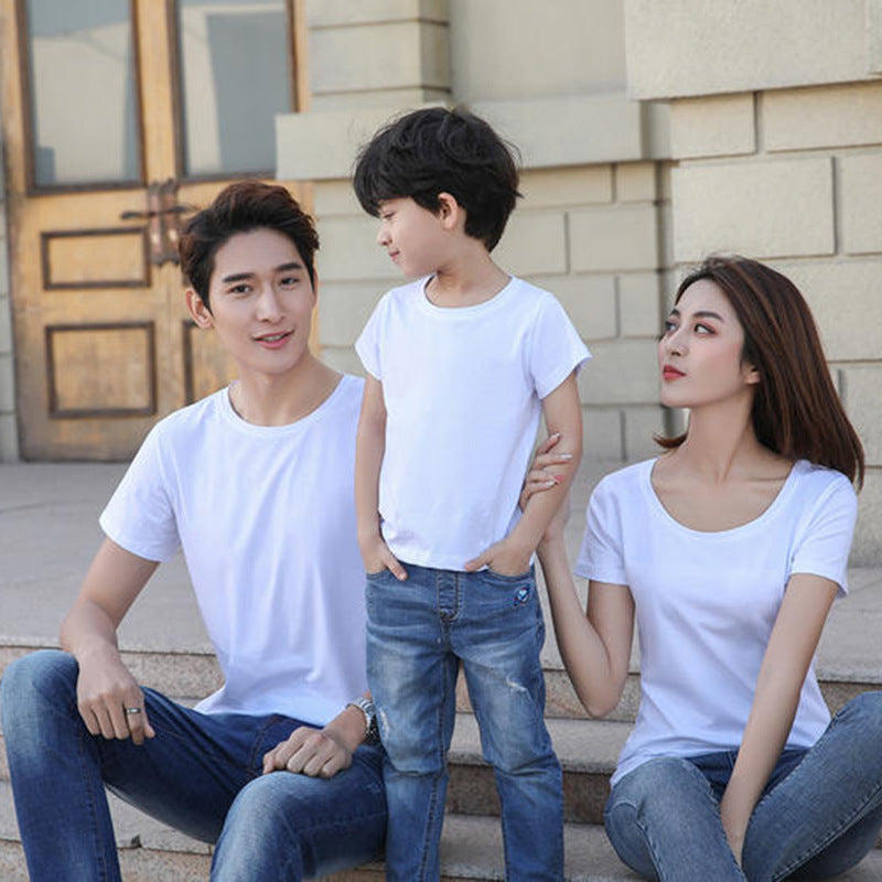 Pure Cotton White Children's Short-Sleeved T-Shirt Class Uniform Parent-Child Activity Wear Custom Printed Logo - image 2