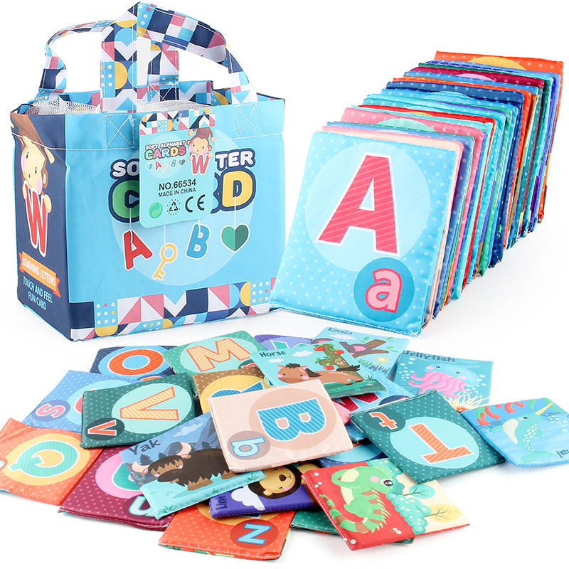26pc baby soft card cloth book storage bag suit letters animal tear-proof cloth book early education toys - image 1