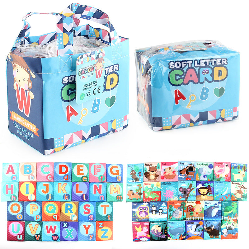 26pc baby soft card cloth book storage bag suit letters animal tear-proof cloth book early education toys - image 3