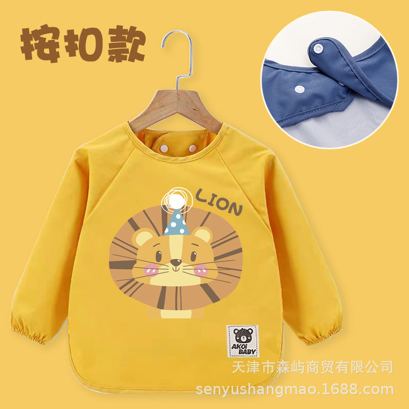 Baby Smock, Kidsren's Long-Sleeved Waterproof Reverse Dressing, Baby Eating Bib, Anti-Dirty Protective Clothing, Painting Apron, Autumn and Winter - image 4