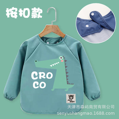 Baby Smock, Kidsren's Long-Sleeved Waterproof Reverse Dressing, Baby Eating Bib, Anti-Dirty Protective Clothing, Painting Apron, Autumn and Winter - image 5