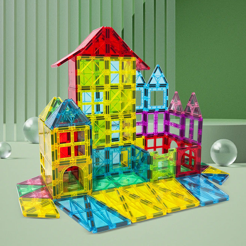 Source Factory Large Color Window Magnetic Piece Building Block Set Early Education Educational Building Piece Toy Assembled DIY Toy - image 3