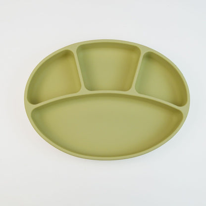 Korean Ins Kidsren's Silicone Compartment Suction Cup Dinner Plate Baby Tableware Can Be Boiled and Sterilized All-In-One Food Bowl - image 2