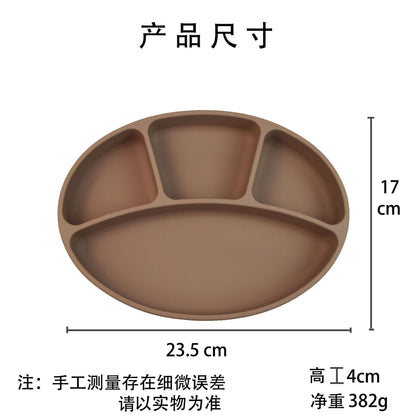 Korean Ins Kidsren's Silicone Compartment Suction Cup Dinner Plate Baby Tableware Can Be Boiled and Sterilized All-In-One Food Bowl - image 3