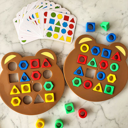 Children's Early Education Educational Geometric Shape Bear Matching Montessori Educational Building Blocks Parent-Child Interactive Battle Sensory Integration - image 3