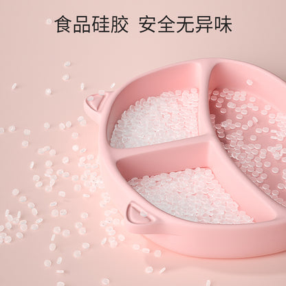 Baby Dinner Plate Baby Suction Cup Children's Silicone Straw Supplementary Bowl Anti-fall Split Plate Training Spoon Tableware suit - image 4
