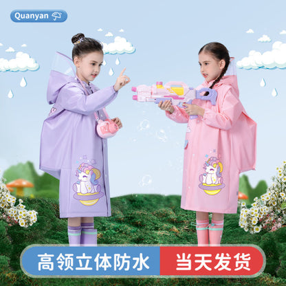 Children's raincoat baby kindergarten primary school student cartoon poncho with schoolbag seat Boys Girls raincoat rain gear wholesale - image 2