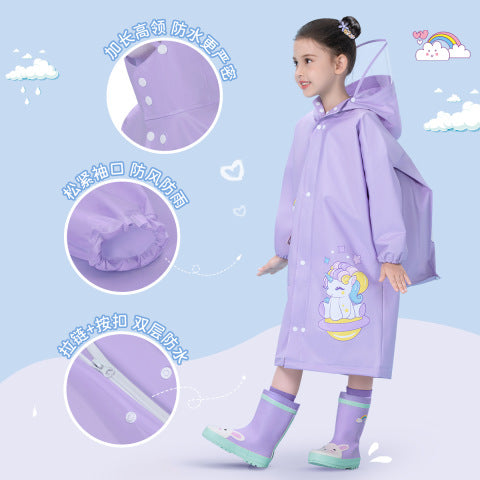 Children's raincoat baby kindergarten primary school student cartoon poncho with schoolbag seat Boys Girls raincoat rain gear wholesale - image 3