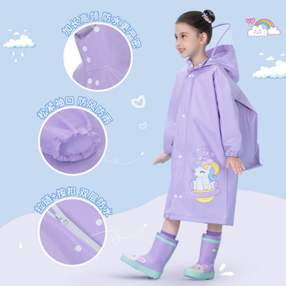 Children's raincoat baby kindergarten primary school student cartoon poncho with schoolbag seat Boys Girls raincoat rain gear wholesale - image 3
