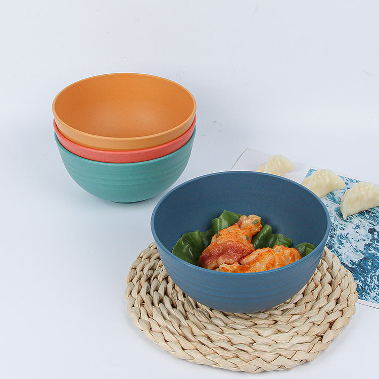 Cross-border Wheat Straw Tableware 15cm Bowl Amazon Soup Bowl Plastic Household Baby Food Supplementary Dining Bowl Children's Bowl - image 3