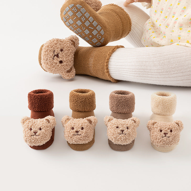 Newborn Baby Class a Cotton Terry Fleece-Lined Thickened Autumn and Winter Style Mid-Tube Anti-Slip Floor Socks Wholesale1 - image 1