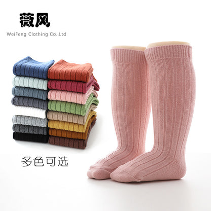 ins Spanish Children's Pit Slippers Baby's Plain Mid-Size Stockings Student Socks Double Needle Vertical Slippers Children's Sports Socks - image 3