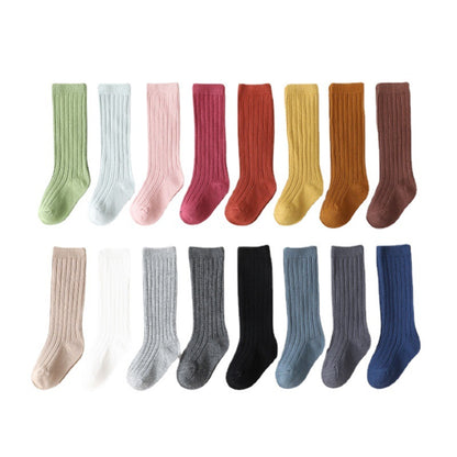 ins Spanish Children's Pit Slippers Baby's Plain Mid-Size Stockings Student Socks Double Needle Vertical Slippers Children's Sports Socks - image 5