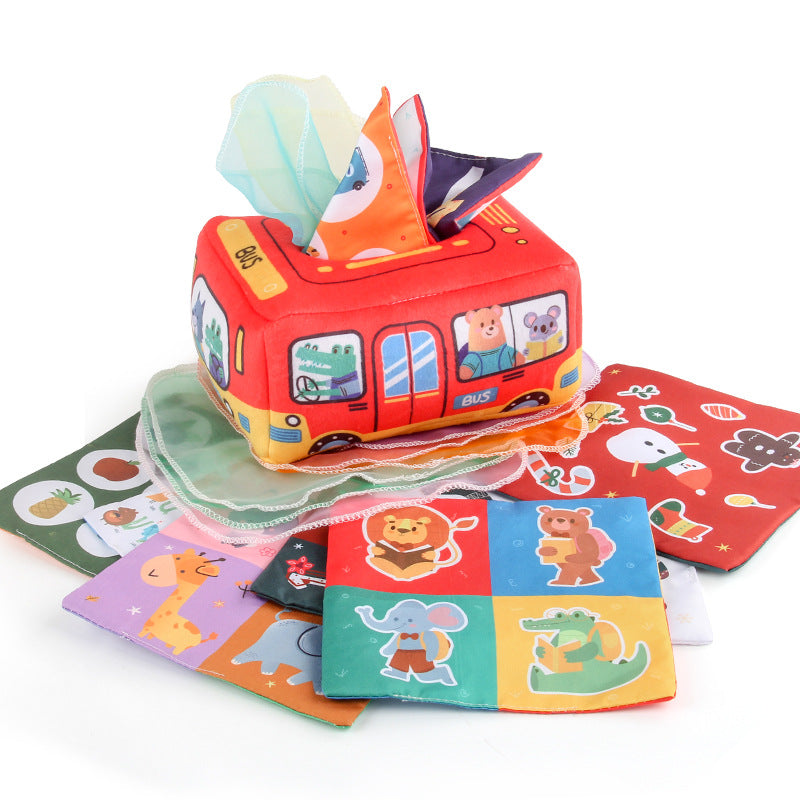 Factory supply simulation cloth book toy baby early education digital traffic Christmas tear tissue box with ringing paper - image 3