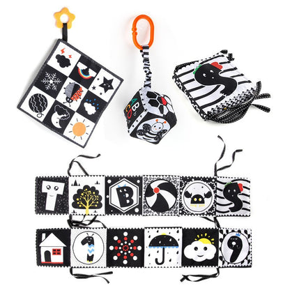 Amazon New newborn black and white bed cloth book with BB call tear baby cloth book crib toy - image 1