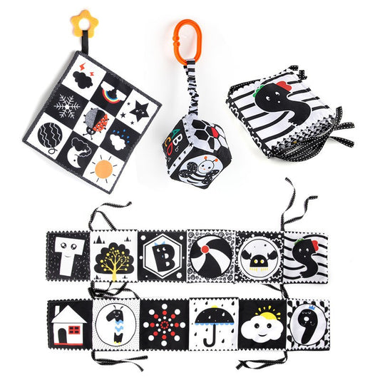 Amazon New newborn black and white bed cloth book with BB call tear baby cloth book crib toy - image 1