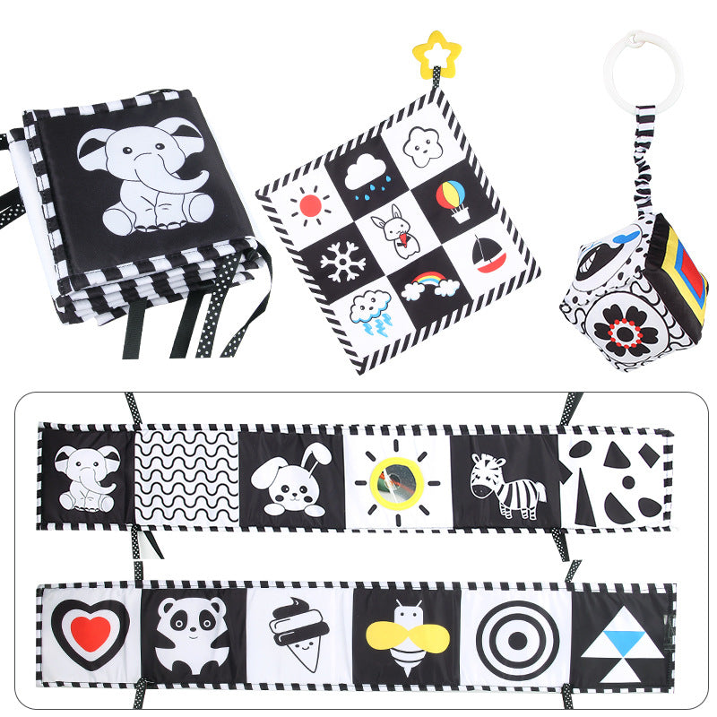 Amazon New newborn black and white bed cloth book with BB call tear baby cloth book crib toy - image 2
