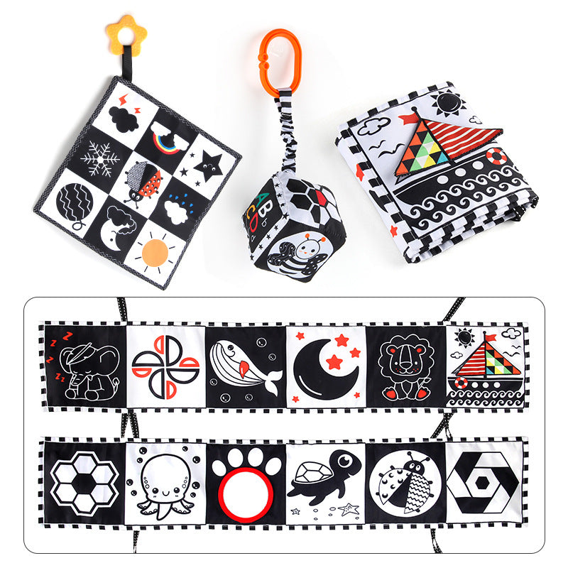 Amazon New newborn black and white bed cloth book with BB call tear baby cloth book crib toy - image 3