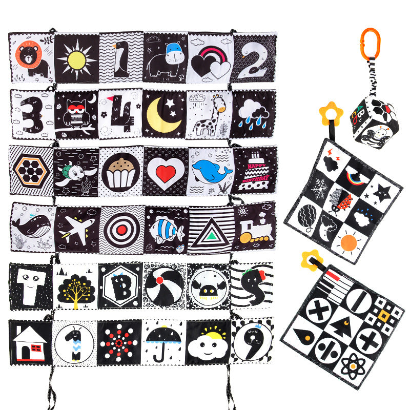 Amazon New newborn black and white bed cloth book with BB call tear baby cloth book crib toy - image 4