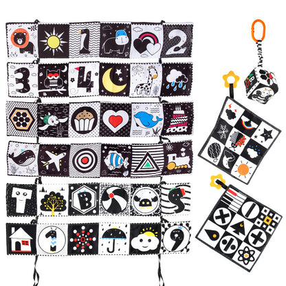 Amazon New newborn black and white bed cloth book with BB call tear baby cloth book crib toy - image 4