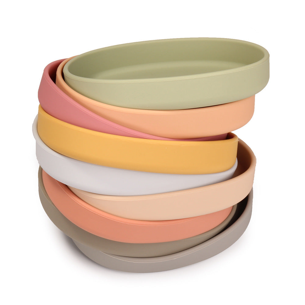 Cross-Border Food-Grade Silicone Children's Dinner Plates, Baby Food Bowls, Anti-Fall and High-Temperature Resistant Feeding Utensils Wholesale - image 1