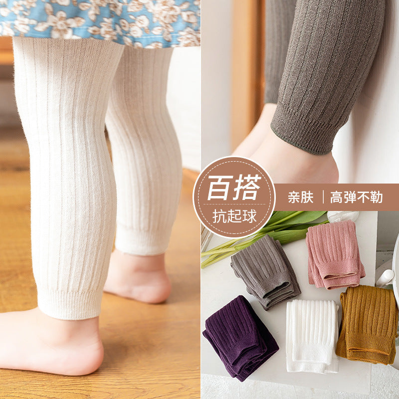 Girls Spring & Fall New Elastic Pantyhose Kidsren's Outer Wear Korean Style Casual Socks Pants Nine-Point Leggings - image 2